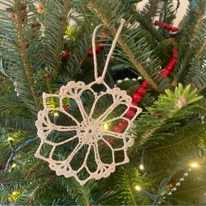 unique vintage handmade stiffened cotton crochet snowflake